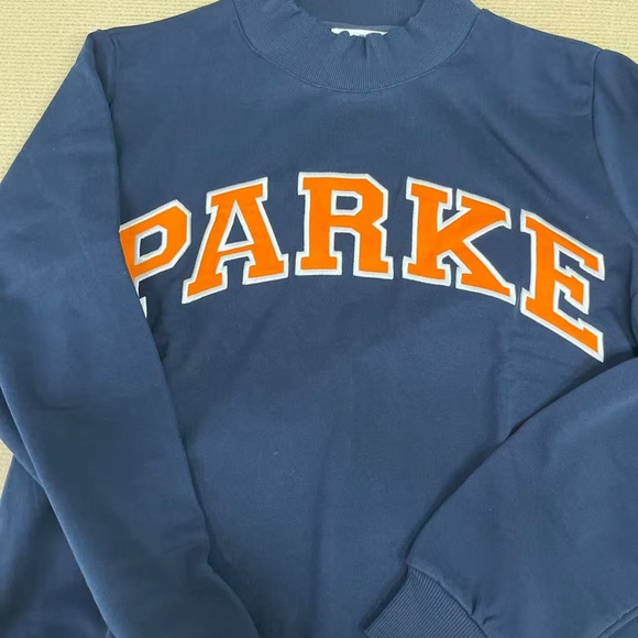Parke deep blue round-neck long-sleeve sports hoodie - Picture 3 of 5